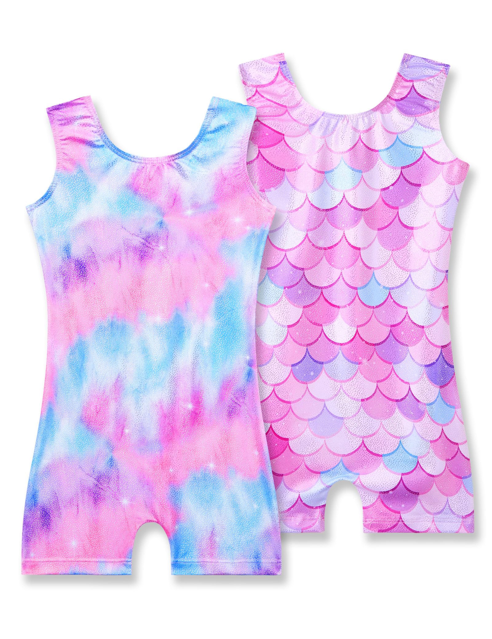 2 Pack Leotard for Girls Gymnastics Sparkly Sleeveless Unitards