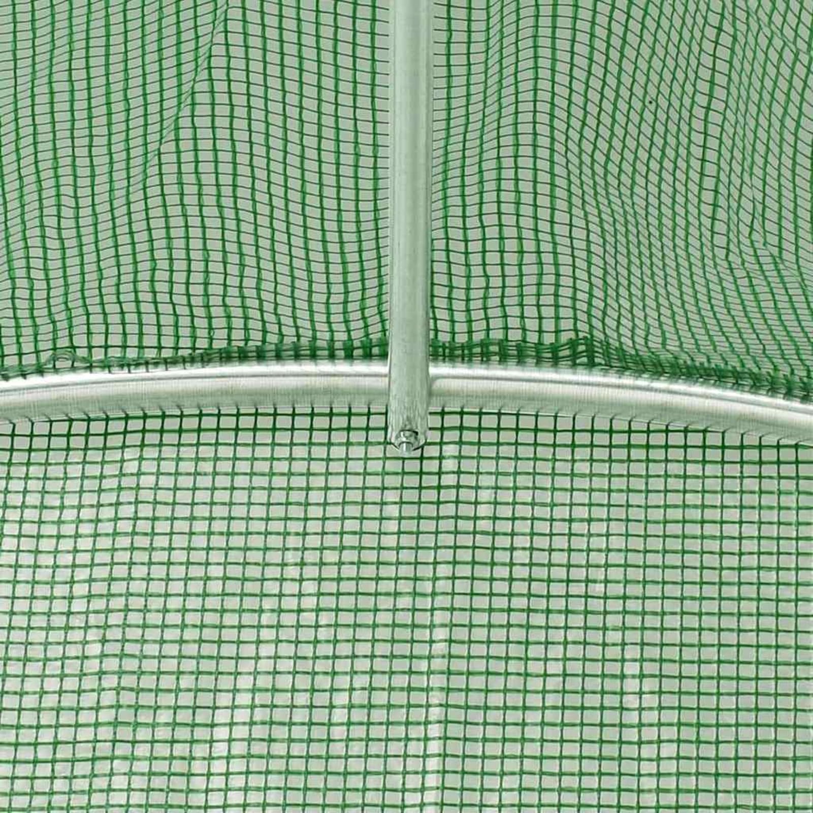 Szklarnia ze stali ocynkowanej z odporną na rozerwanie plandeką PE, zielona, 14 x 5 x 2,3 m (70 m²), do uprawy warzyw i roślin