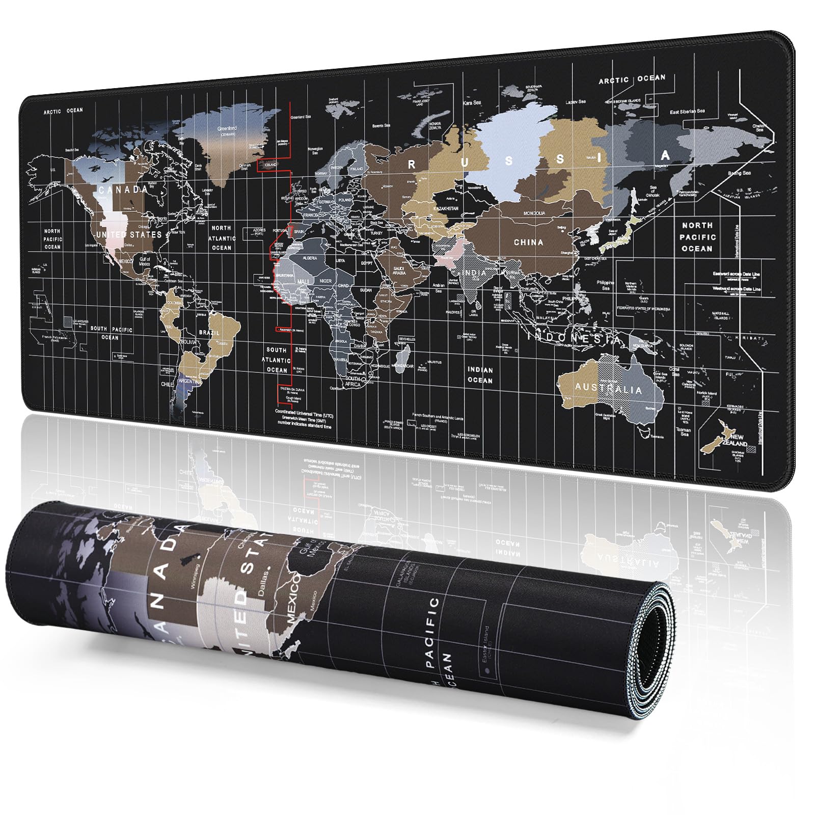 Tappetino Mouse Gaming 80x40 Cm - Design Militare Bianco E Nero - Base Antiscivolo E Superficie Impermeabile