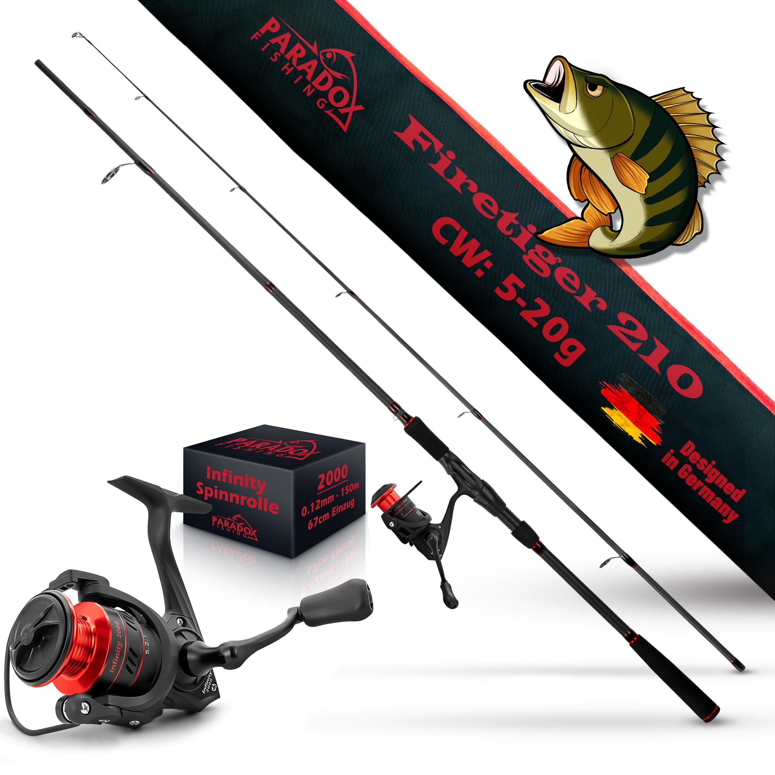 Paradox Fishing Firetiger Spinnrute mit Rolle I 2