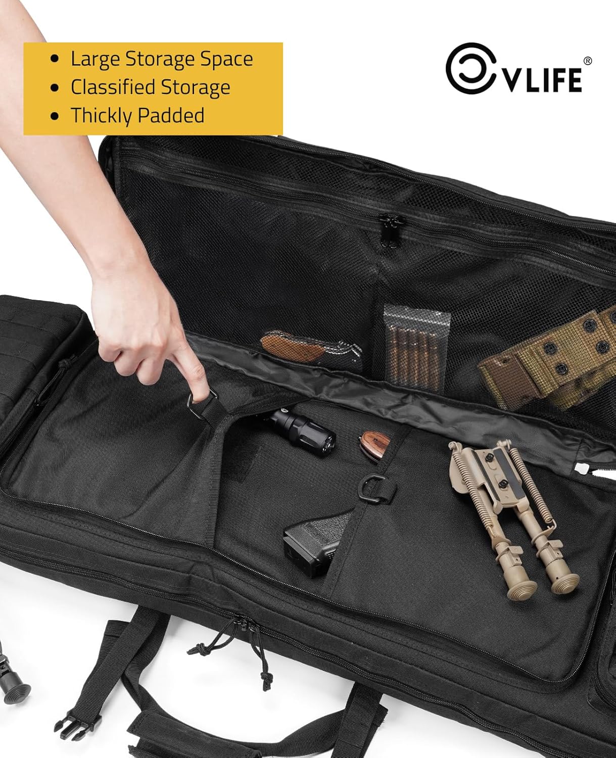 CVLIFE 36" 42" 46" Soft Rifle Case Double Long Gun Bag,with Lockable Zipper and Backpack Strap,Rifle Backpack Rifle Bag Gun Case for Outdoor Hunting Shooting Range - Image 3