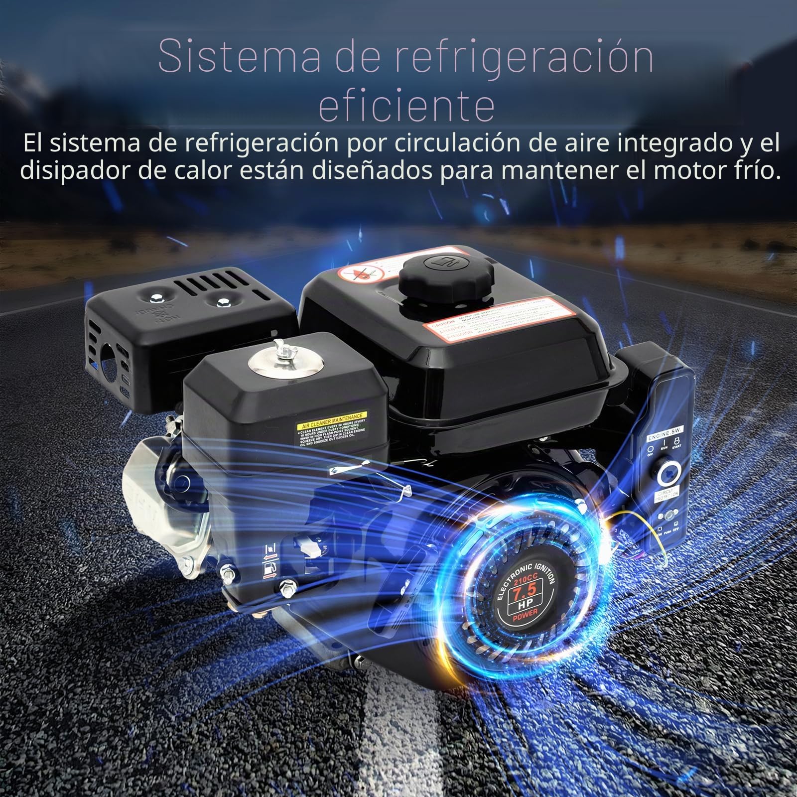 Motor de gasolina de 4 tiempos, 7,5 CV, motor de arranque electrónico, motor de accionamiento eléctrico, motor de gas, motor de repuesto para limpiadora de alta presión Go Kart, 3600 RPM