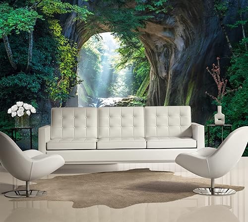 Miniatura 9 de FLFK Murales de pared 3D en cascada de paisaje natural, papel tapiz autoadhesivo extraíble, póster de pared grande para sala de estar y dormitorio,