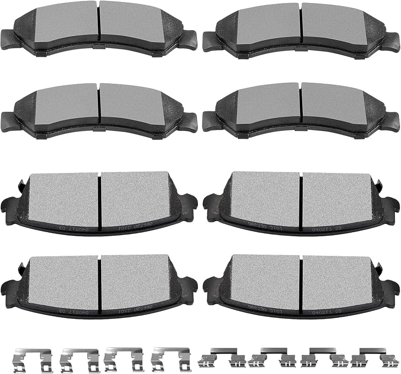 Pastilhas de freio dianteiras e traseiras SCITOO semimetálicas para Silverado 1500 e outros modelos GM – Kit com 8 unidades