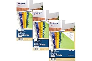 Assorted Colored Avery Mini Binder Pocket for 3- and 7-Ring Binders