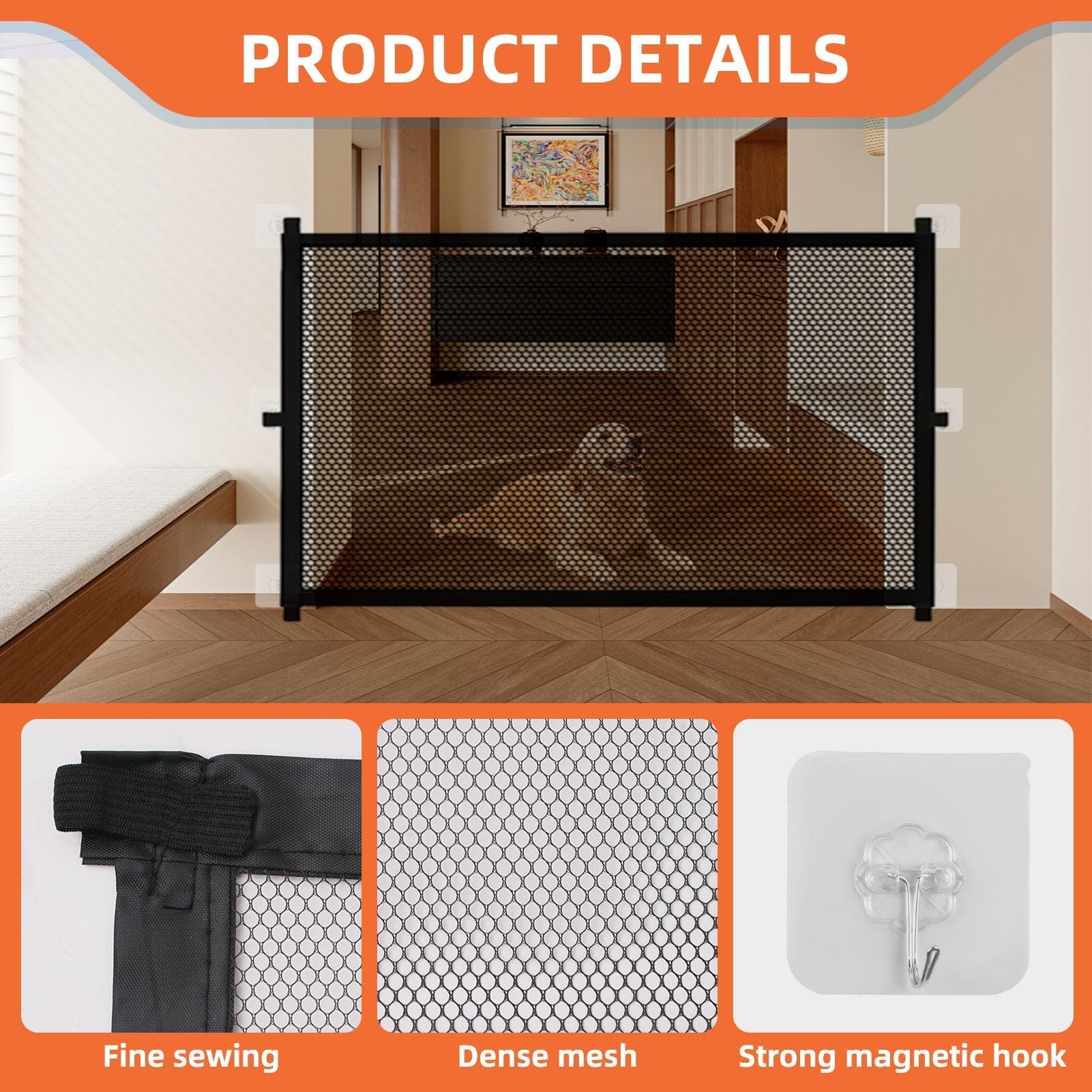 KIDIZ® Barrière De Sécurité, Barrière D'Escalier, Pour Enfants, Avec Portillon, Pour Chiens Et Chats, Sans Percer, Extensible, Combinable Avec Des Broches En Y, Pivotante, 74-87 Cm - Blanc/Bleu