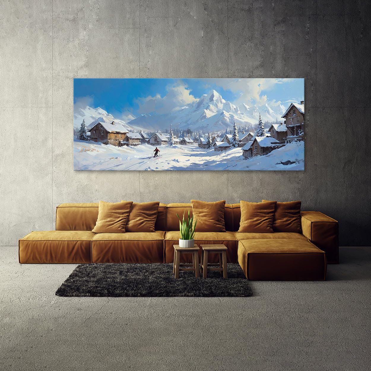 Sense Canvas Skier Alpine 14 Canvas Art – Home Decor Wall Art Stampa Poster Pittura XL 60 x 24 / 3,8 cm