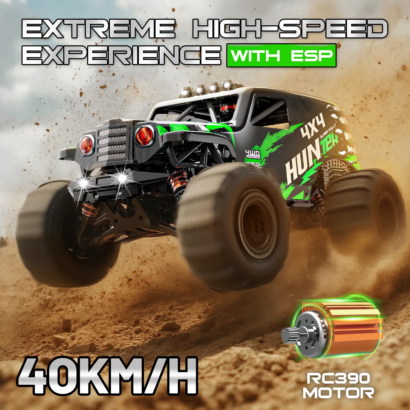 Womaqu Macchina Telecomandata Professionale 1:14 per Adulti e Ragazzo 1:14 4WD RC Auto Fuoristrada ad Alta Velocità 40+ KM/H, con 2 Batterie Ricaricabili 7.4V 1300mAh, 2 set di pneumatici