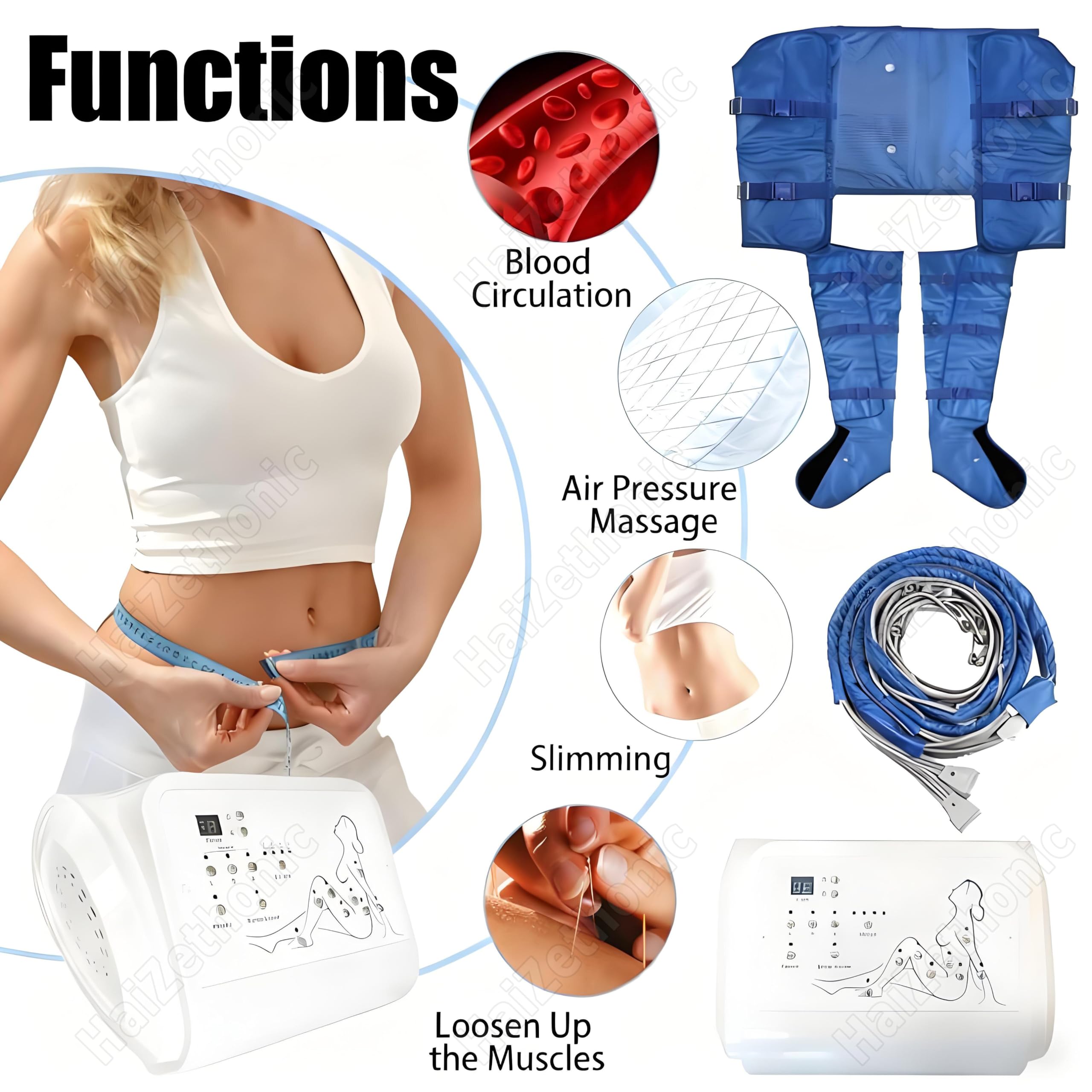 Masajeador Compresión Aire Presoterapia para Hogar, 4 Programas,3 Niveles Intensidad, | 16airbag,Masaje Secuencials,Masaje Piernas/Brazo/Abdomen