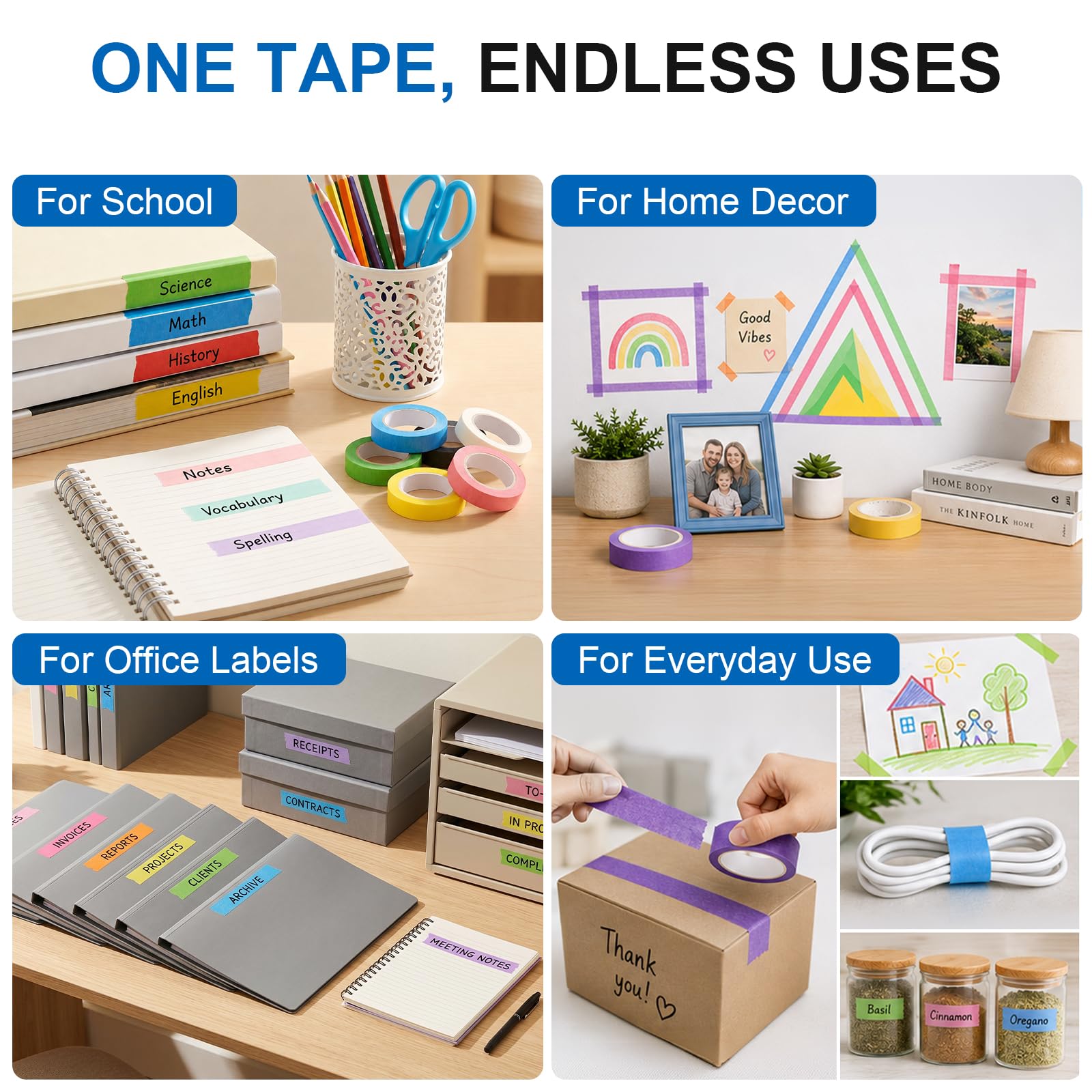 TONOS Colored Masking Tape Set - 12 Rolls -5