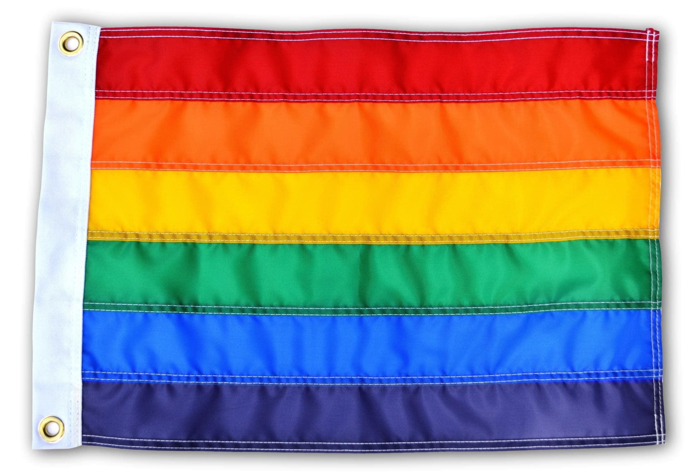 US Flag Factory - 12x18 Inch Rainbow Flag (Individually Sewn Stripes) Outdoor SolarMax Nylon - Premium Quality - Made in USA - Gay Pride Lesbian LGBT