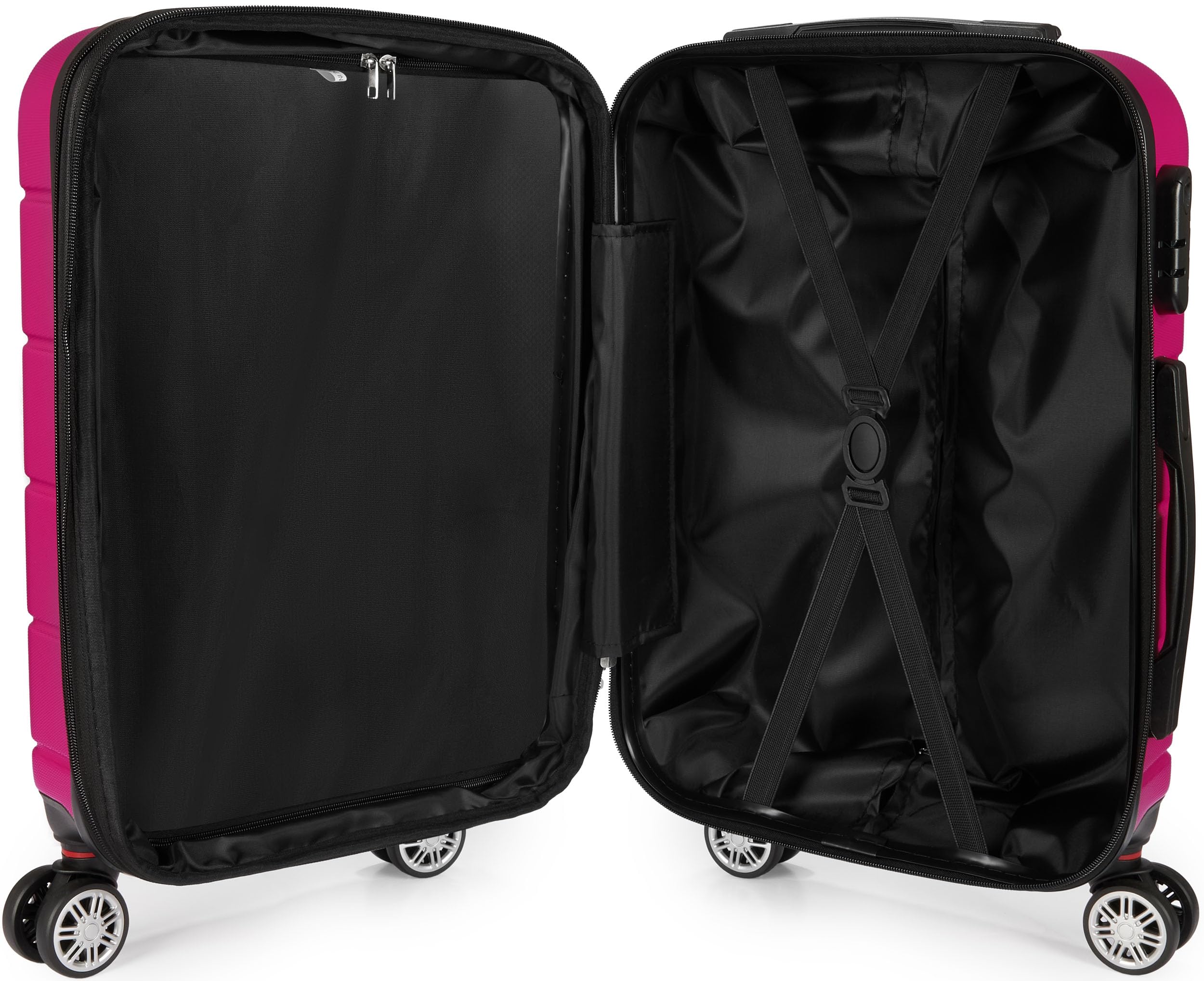 BRUBAKER Reisekoffer Miami - Erweiterbarer Hartschalen Rollkoffer mit Zahlenschloss, 4 Rollen und Komfort Tragegriffen - ABS Koffer 49 x 76,5 x 32 cm - Hartschalenkoffer (XL - Pink)