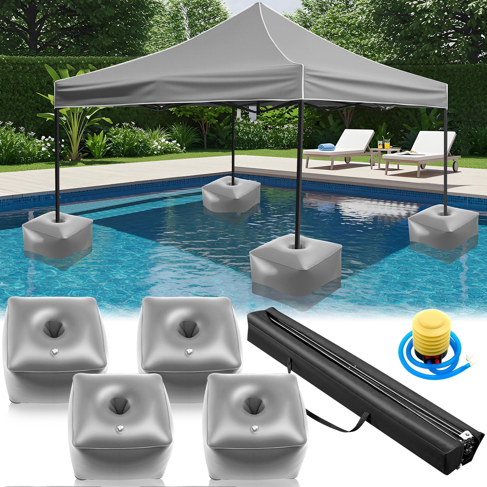POOLDE　プールデ　バルーン　FLOATING CAM Amazon.com: Leinuosen 10'× 10' Floating Pool Canopy Set with 4 Pcs