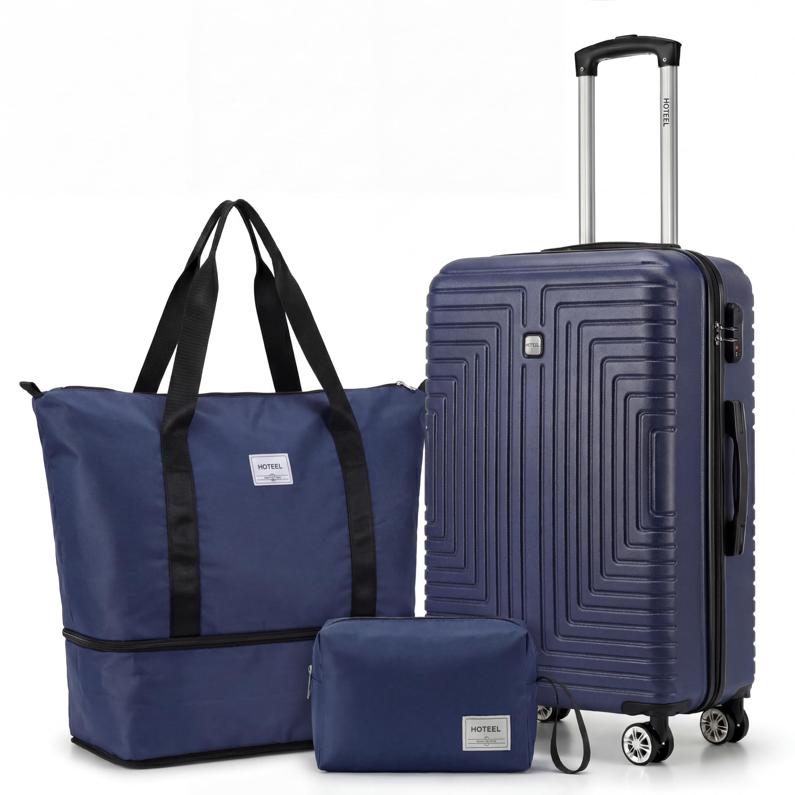 Hoteel Luggage Sets 3 Piece ABS+PC Hardside, 4-Year Warranty, Luggage Set with Dual-Spinner Wheels, TSA Lock, Lightweight Carry on Luggage, 20"