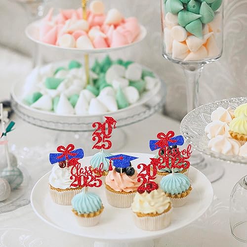 Miniatura 104 de Paquete de 24 adornos dorados para cupcakes de graduación 2025 con purpurina So Proud of You Done Diploma Graduation Cap Cupcake Picks Class of 2025