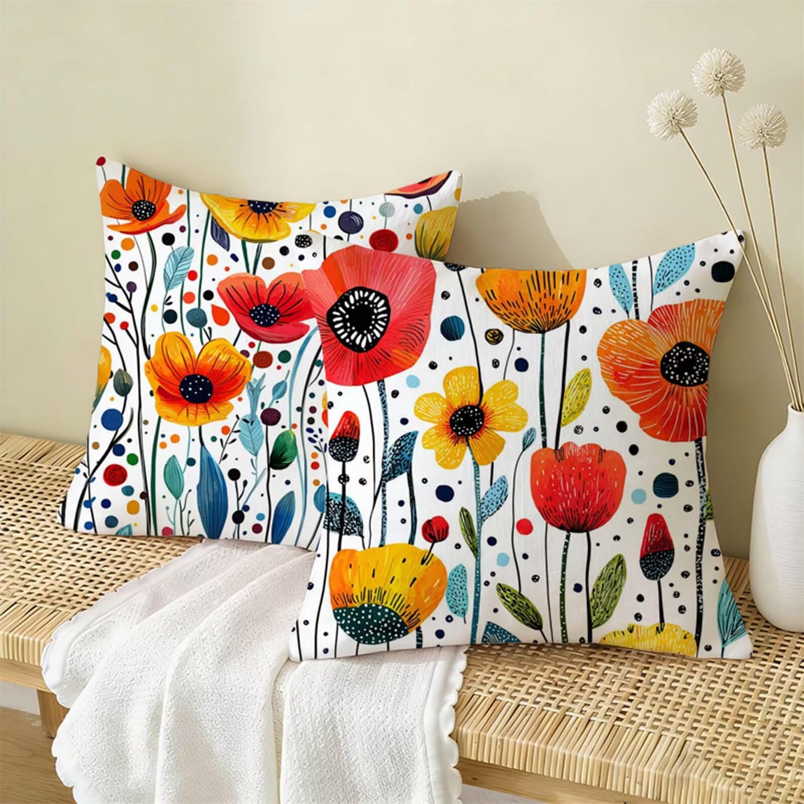 Juego de 2 Funda Cojin 80 x 80 CM Rojo,Cuadrada Impermeable Fundas Cojines Flor Lino Impresión a Doble Cara con Cremallera Oculta,Apto para Todas las Estaciones Funda Almohada para Sofá o Salón X-273