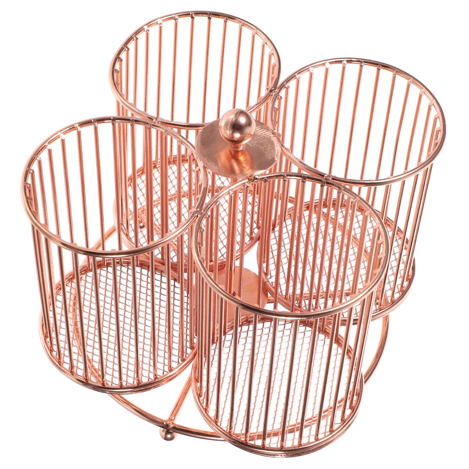 Rotary Pen Holder in Ferro, Organizer Rotante a Quattro Tubi per Scrivania | Cancelleria Ufficio, Accessori Make Up, Capienza Grande, Finitura Perlata, Uso Versatile