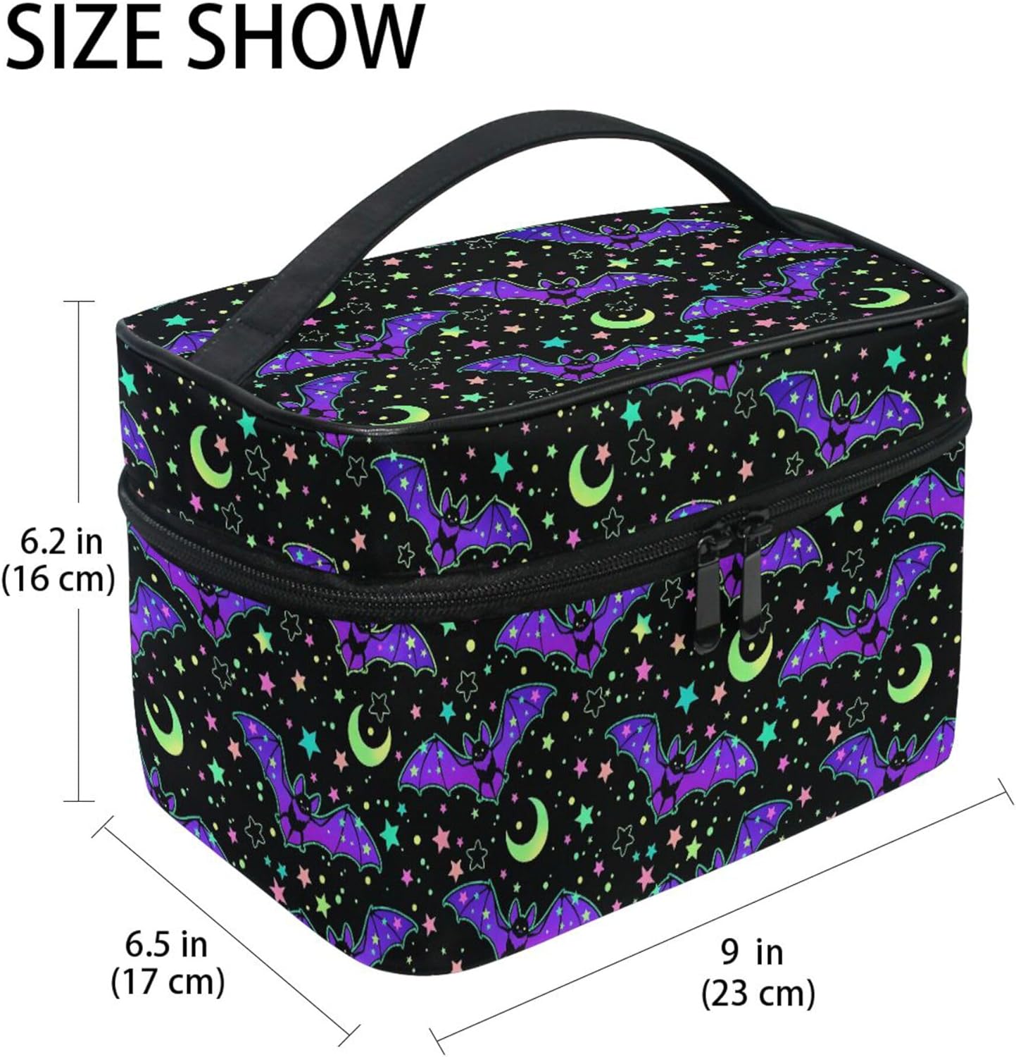 MNSRUU Goth Makeup Bag, Magic Gothic Galaxy Bat Makeup Organizer Bags Toiletry Bag Box Travel Cosmetic Bag Make Up Train Case for Women Teen Girl Ladies Skulls 219