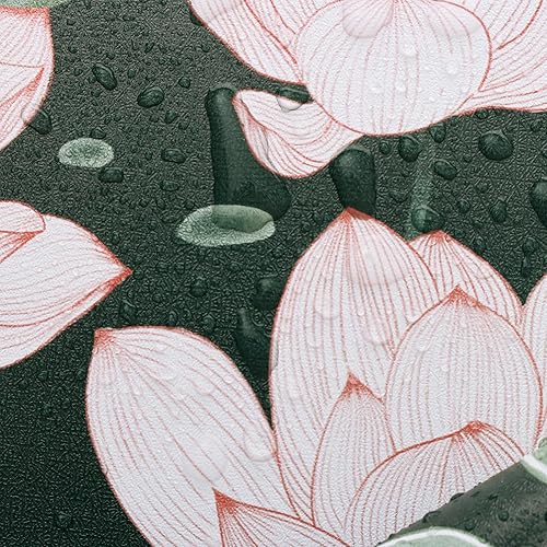 Miniatura 7 de Yasinet Papel tapiz autoadhesivo para despegar y pegar, papel tapiz vintage con flores de loto verde oscuro, papel de contacto autoadhesivo