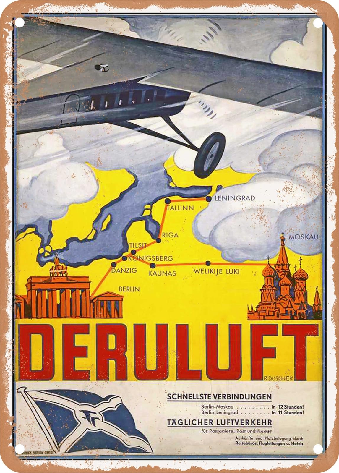 Miaomansenstore Metal Sign - 1928 Deruluft 2 Vintage Ad Home Decor