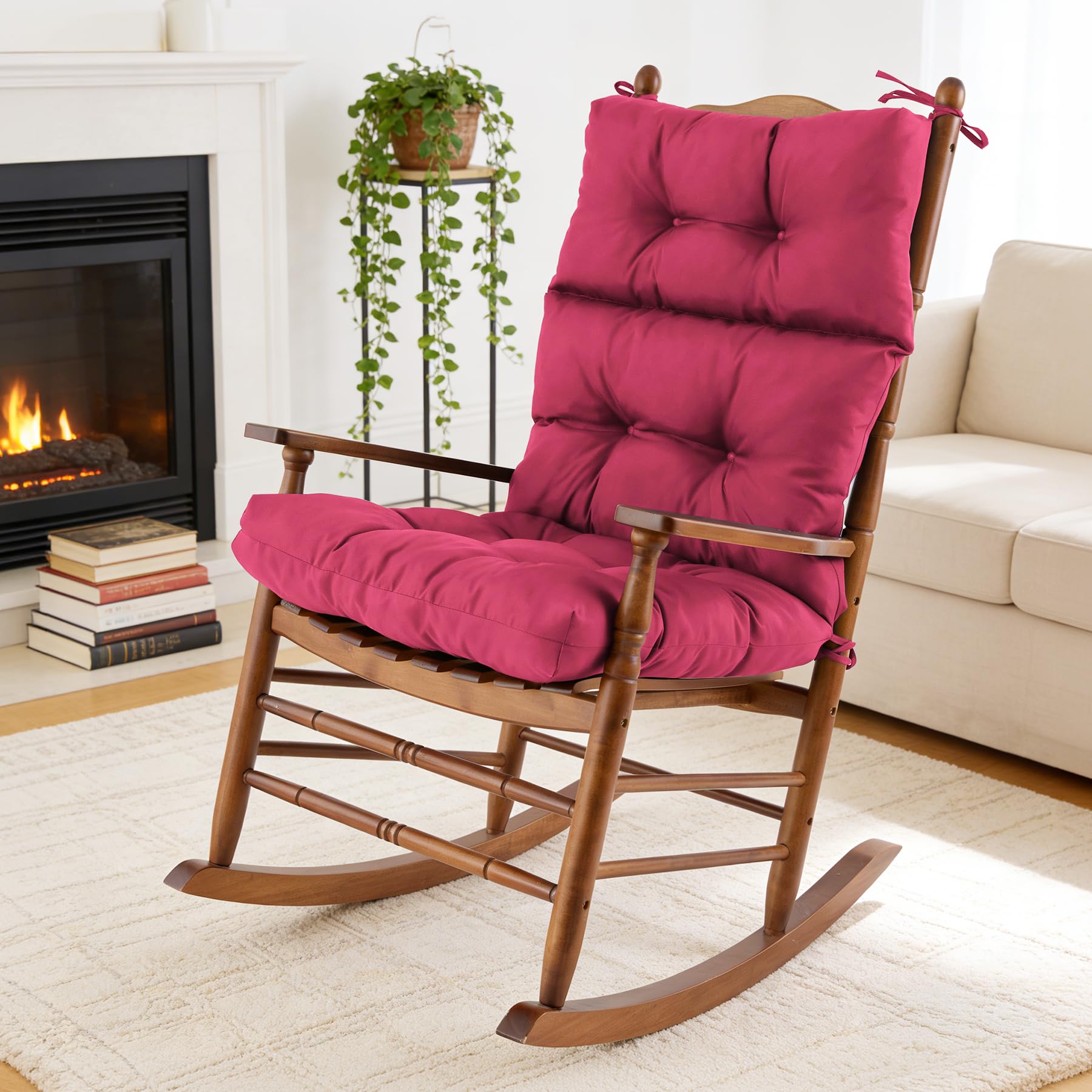 Photo 1 of *** PARTS ONLY CUSHIONS ONLY ROCKING CHAIR, NOT INCLUDED**
Rocking Chair Cushion, Waterproof and Fade-Resistant Adirondack Rocker Cushions, Indoor/Outdoor Rocking Chair Pads, High Back Memory Foam Patio Furniture Cushions with Ties, 44x23x4 Inch, Burgundy