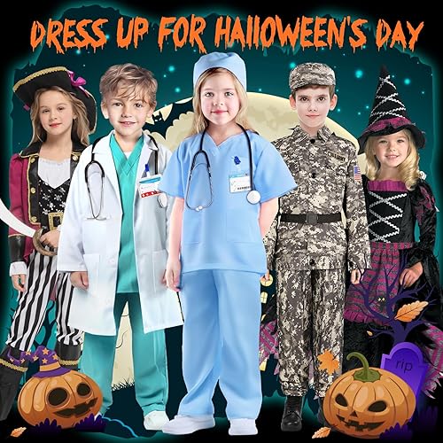 Miniatura 6 de GIFTINBOX Disfraz de médico para niños con accesorios, disfraz para niños pequeños, disfraces de Halloween para niños
