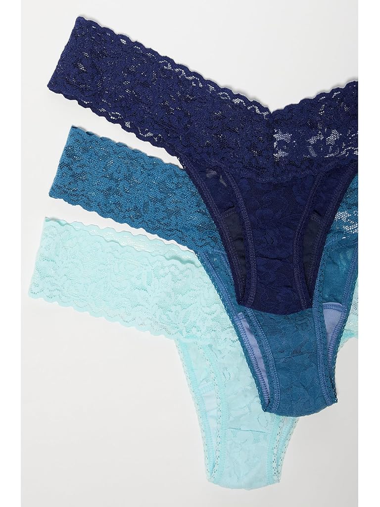 Navy Hanky Panky Signature Lace Original Rise Thong 3-Pack