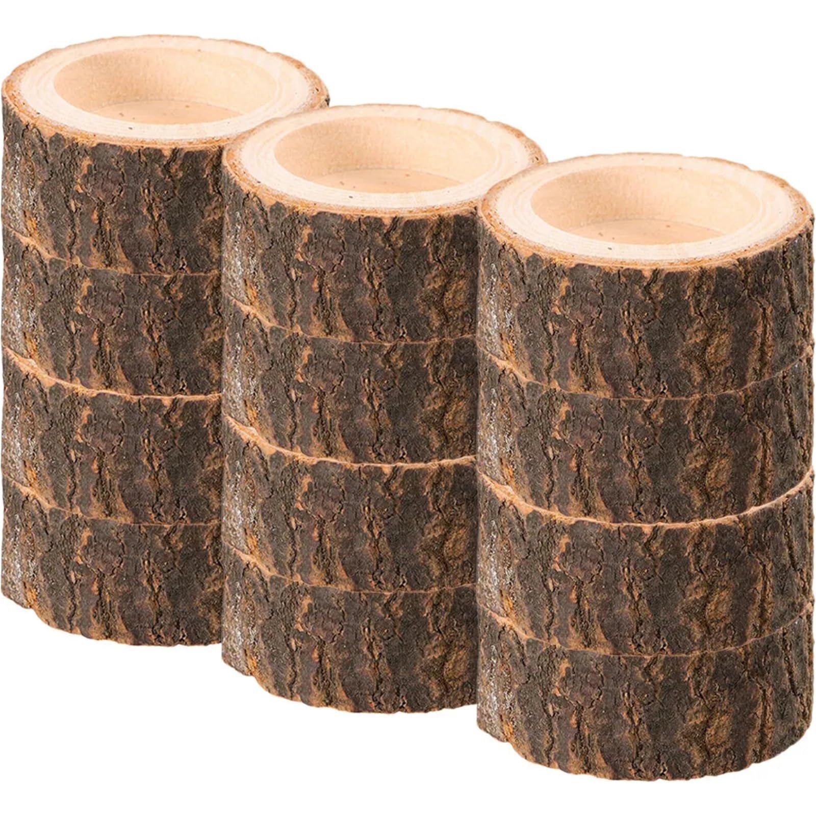 QuxetlRyz Wooden Tree Stump Decor 12Pcs Natural Wood Tree Stump Tealight Holder Rustic Votive for Wedding Party Home Decor Table Centerpiece