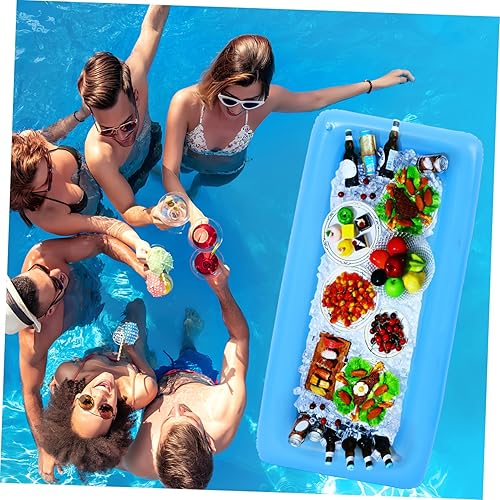 Miniatura 6 de Hemoton 1 juego de 2 barras inflables de servicio de piscina y 3 piezas de malla para tienda de alimentos, bandeja de buffet inflable para servir