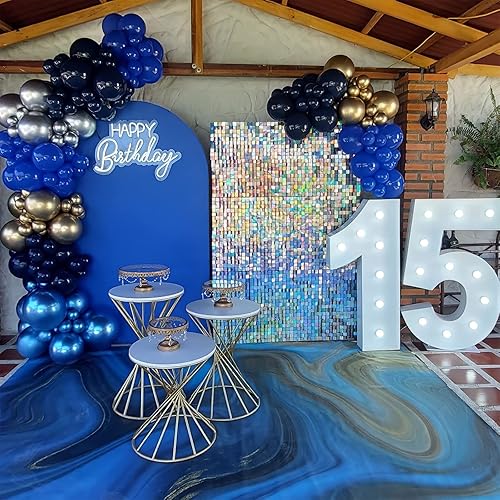 Miniatura 4 de CACOLULU Guirnalda de globos azul rey, 120 globos de graduación de 18+12+10+5 pulgadas, kit de arco de globos azules como decoración del 4 de julio,