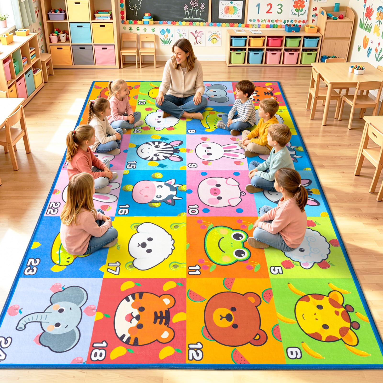 OHDS 24 Seats Classroom Rug 7x12, Kids Rug for Preschool Elementary Daycare