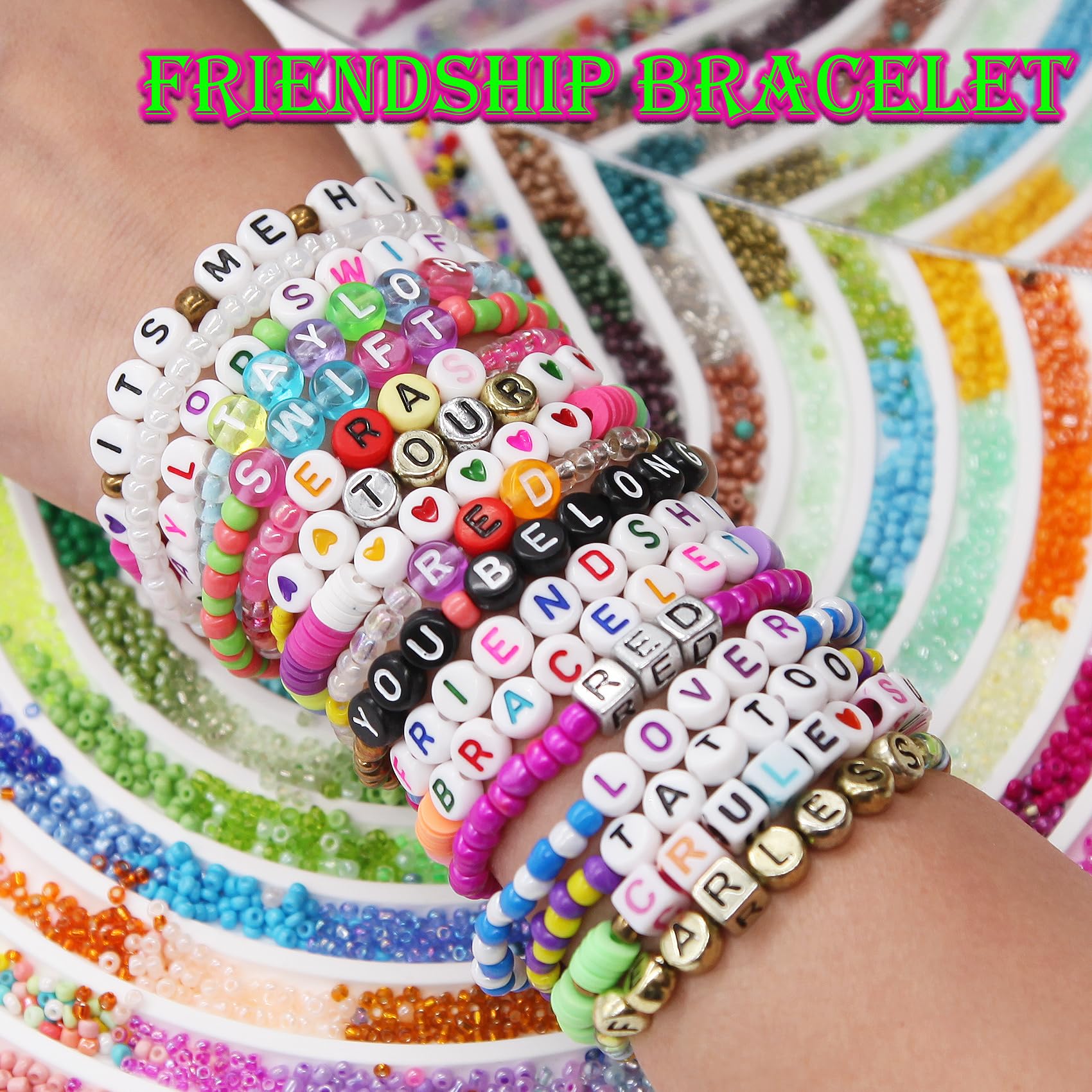 Petiyark 10525PCS Perles Pour Bracelet, Kit Perles 48Couleurs, Perles