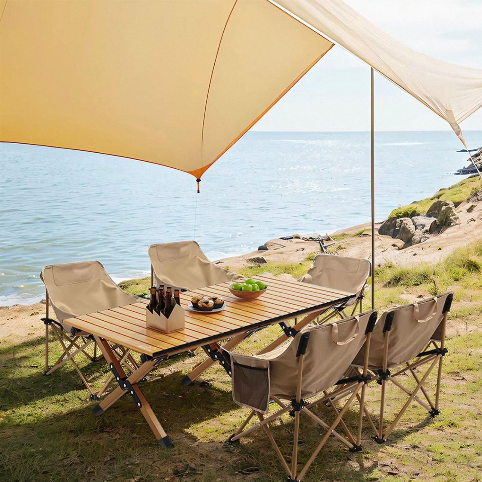 Mesa Enrollable de Acero al Carbono | Mesas de Trabajo Plegables para Exteriores | Compacto Estable Plegable | Mesa de Camping portátil y Ligera con Bolsa(120cm/3.9ft)