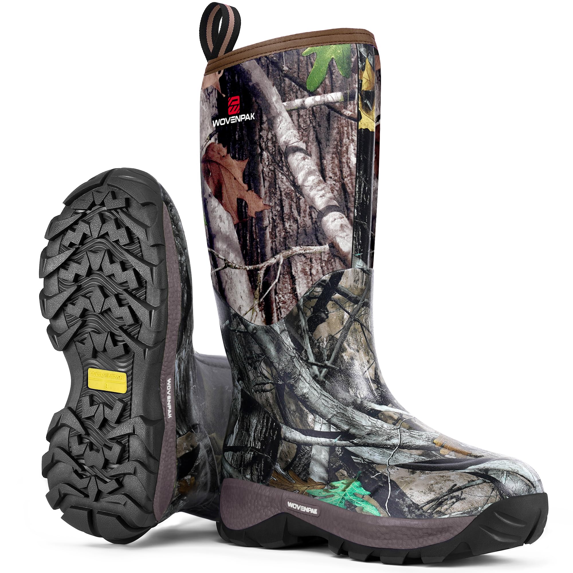 WOVENPAK Rubber Boots for Women, Waterproof Rain Boots Women, Insulated Hunting Boots, Neoprene Garden Mud Boots All Season for Hunting, Gardening, Farming, Size 6