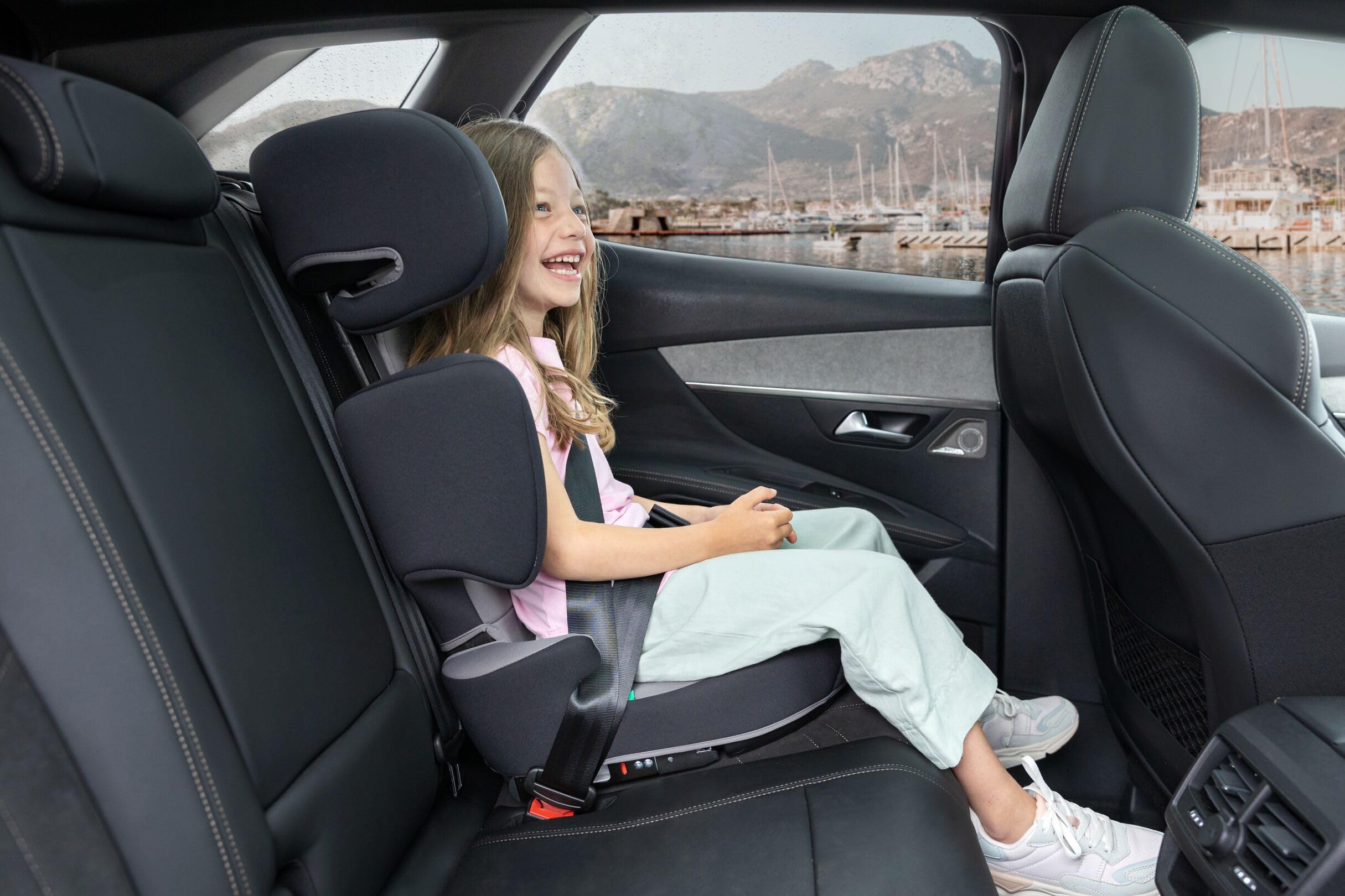 Bebeconfort Hera Fix i-Size Seggiolino con schienale, ISOFIX, I-Size, Installazione con cintura di sicurezza, compatto e leggero, da 3,5 anni fino a 12 anni, 15-36 kg, 100-150 cm, Mineral Black