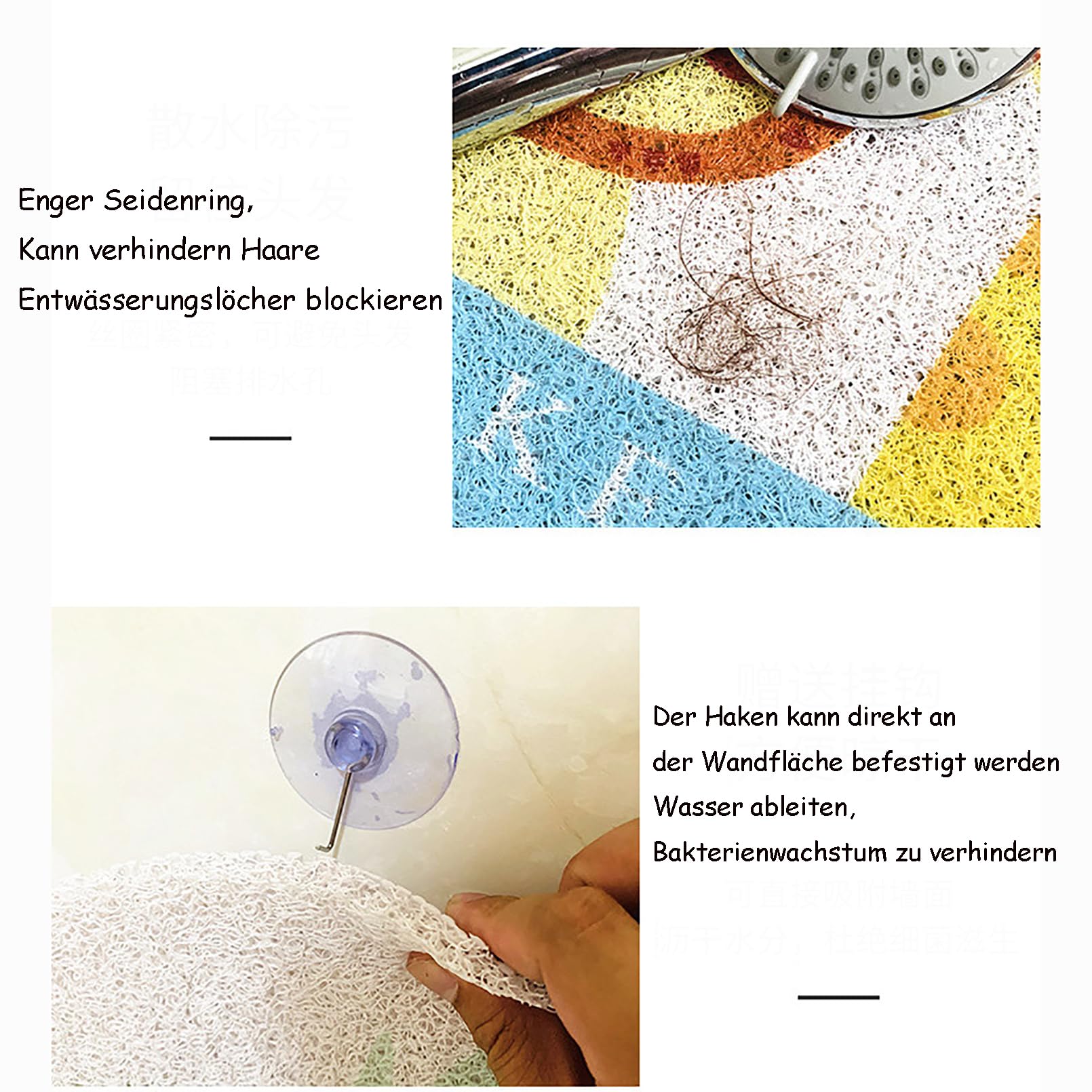 Tappetino da doccia in PVC colorato antiscivolo con ganci ad alta permeabilità all'acqua 40x60cm sicuro e antiscivolo tappetino da doccia per aree umide