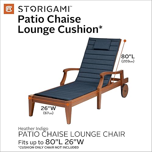 Miniatura 3 de Classic accessories Storigami Resistente al agua 80 x 26 pulgadas Chaise Lounge Cojín, Heather Indigo