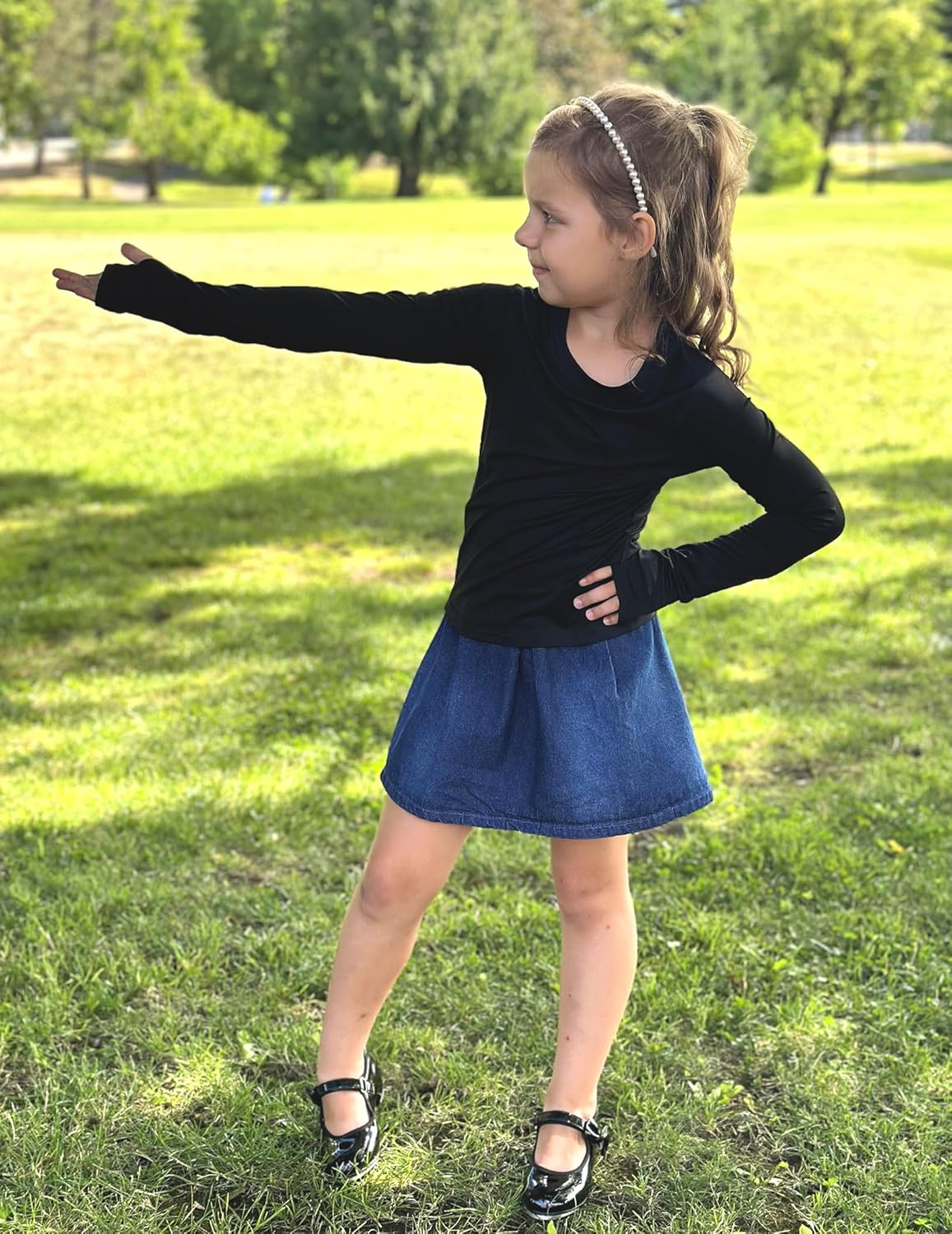 Zaclotre Girls Long Sleeve Shirts with Thumb Holes Quick Dry Workout Athletic Tops for Kids Sport Performance Clothes - Image 7