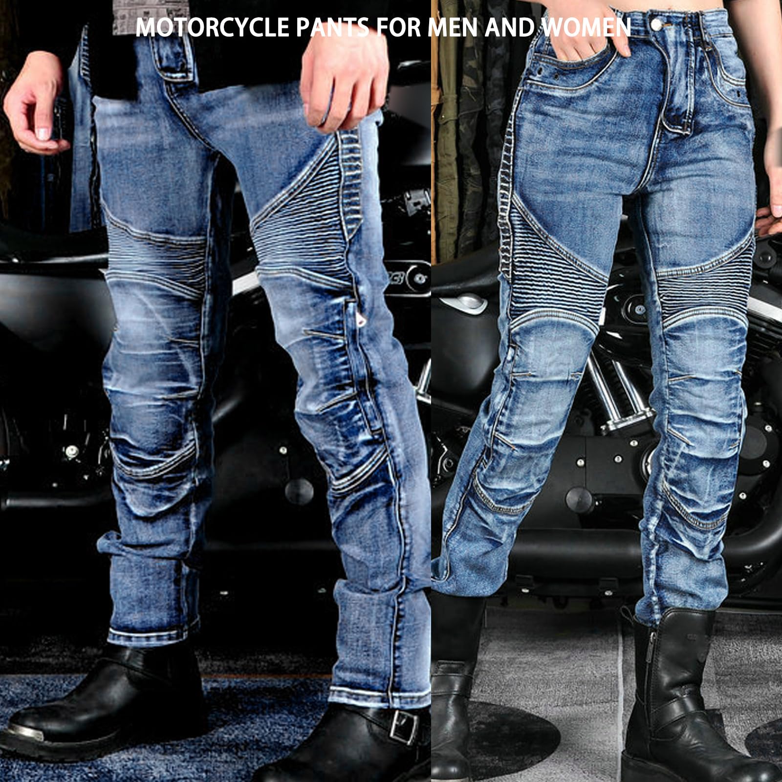 Herren Motorradhose Motorrad Reiten Schutzhose Denim Jeans Reißfester Stretch Vintage Jeanshose mit Abnehmbar Rüstung Knie-Hüftpolster