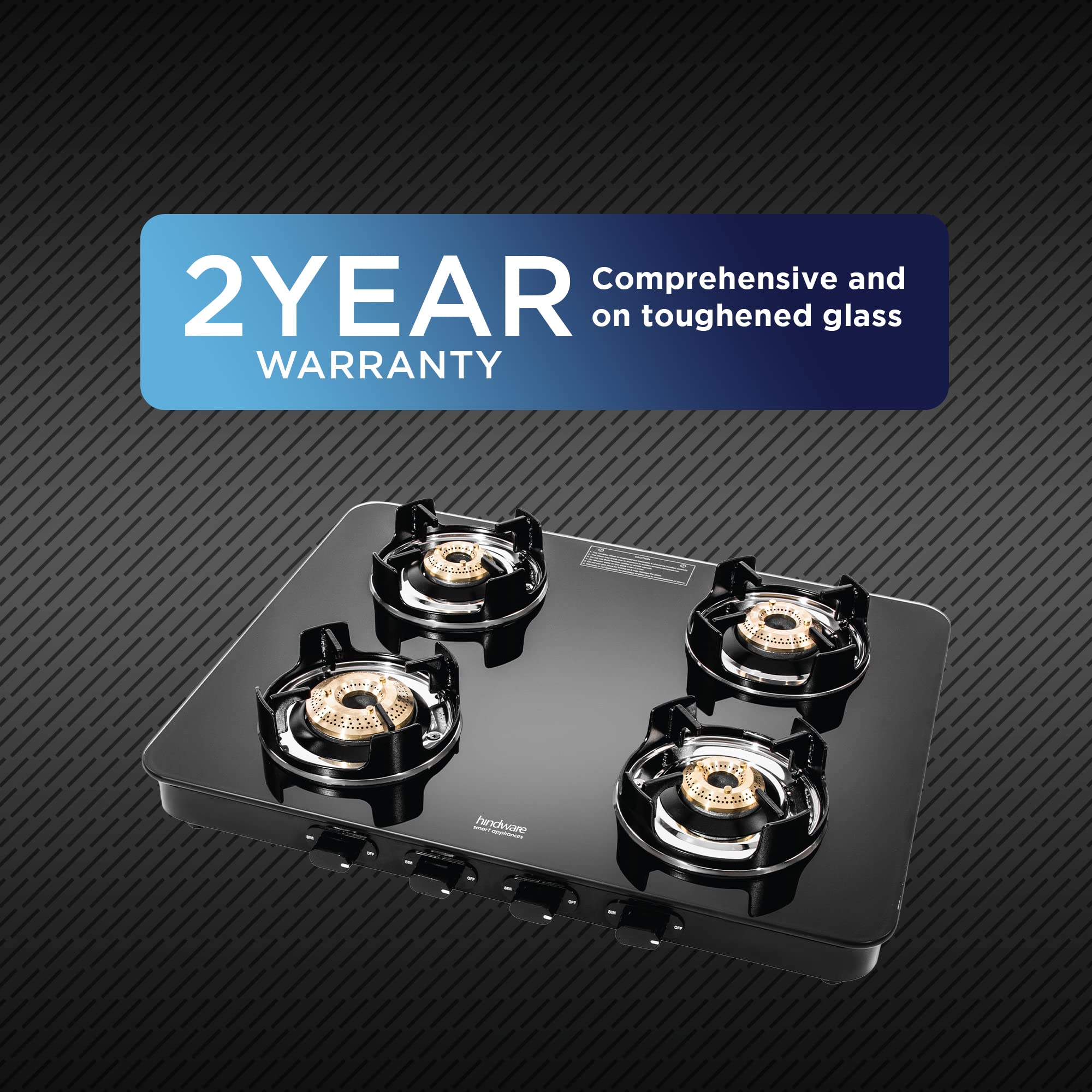 Hindware ALVERIO Burner Gas Stove With Glass Top, 8mm Brass, 52 OFF