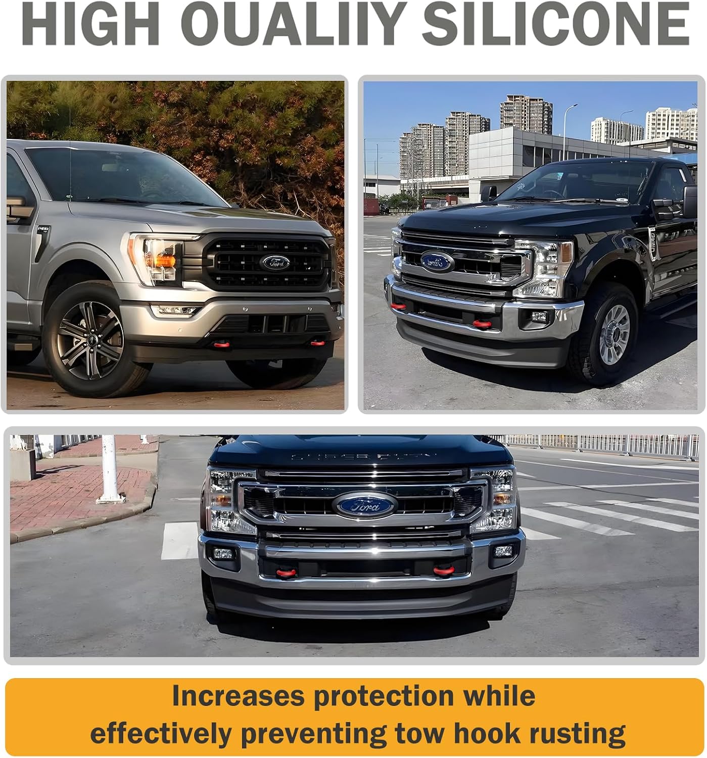 Tow Hooks Covers Compatible with Ford F150 Accessories 2004-2026 Compatible with Toyota Tundra Accessories 2017-2021 (Red)