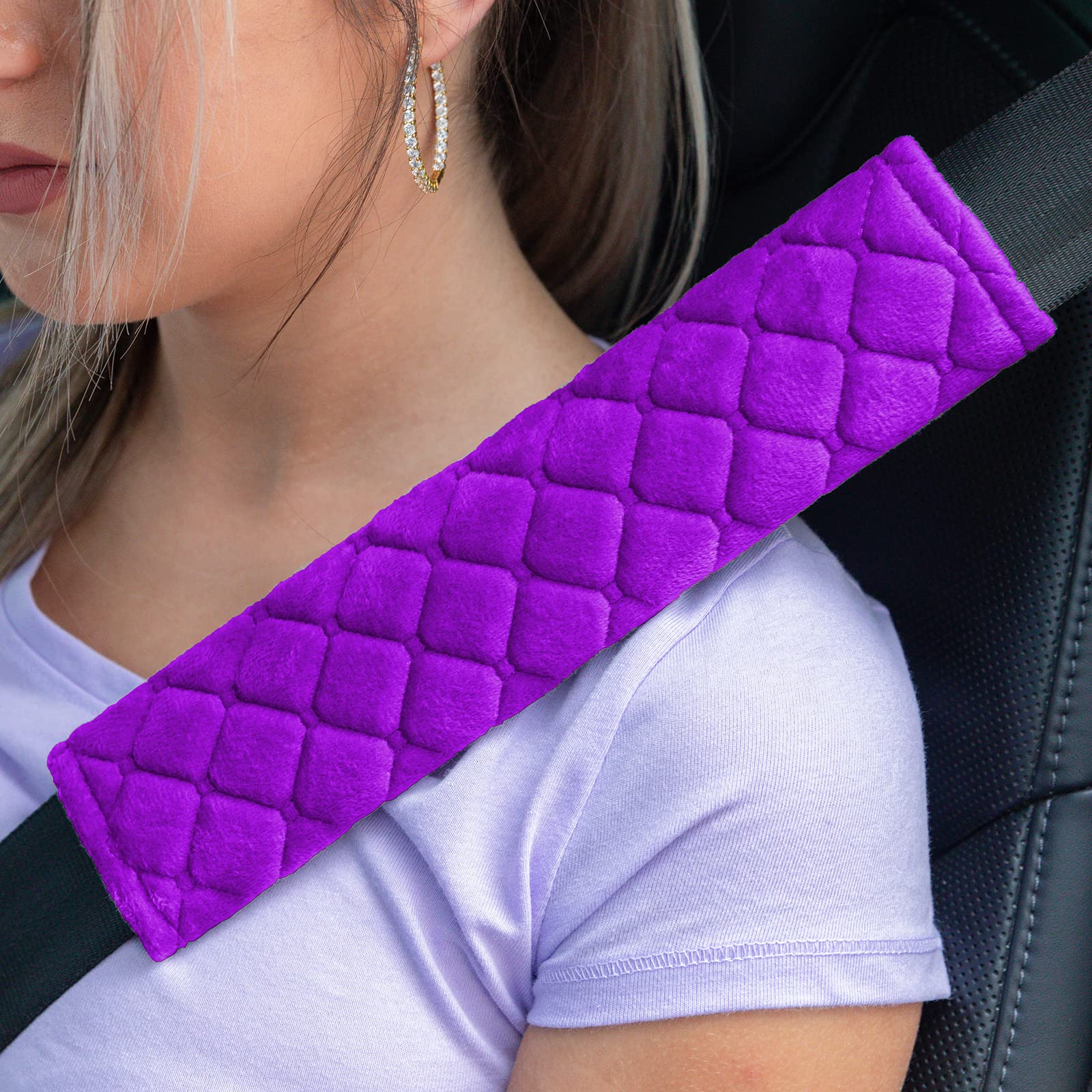 2Pcs Car Seat Belt Cover Pads, Shoulder Seatbelt Pads Cover, Safety Belt Strap Shoulder Pad for Adults and Children (Purple)