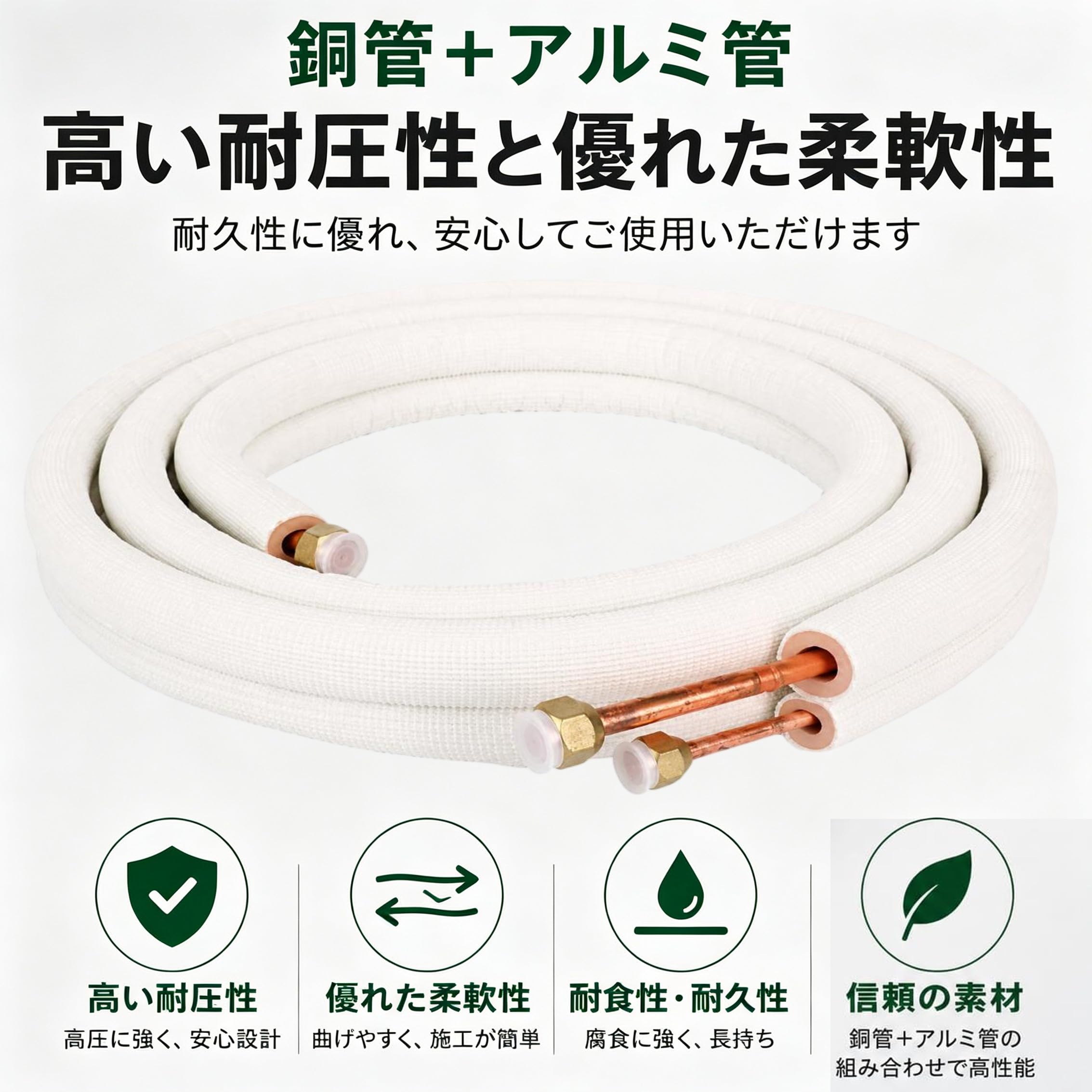 Amazon.co.jp: エアコン用銅管 ペアコイル 2分3分 3メートル 家庭用