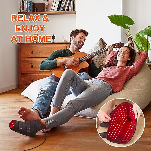 Miniatura 7 de JOBYNA R.ed L.ight T.herapy para pies y tobillo, 2 piezas de envoltura completa de 850 nm en frared L.ight y 660 nm R.ed L.ight T.herapy en casa