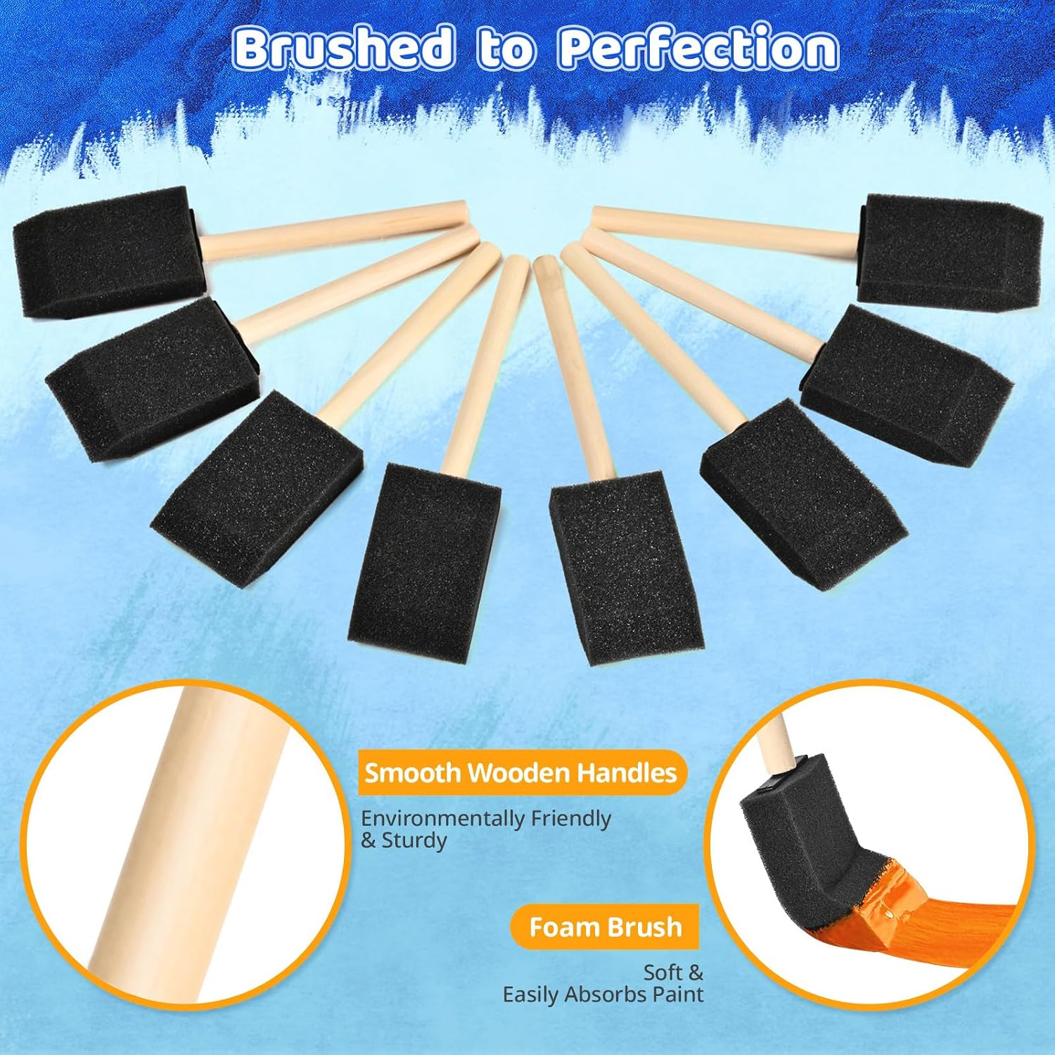 Foam Paint Brushes 1.6" 8-Pack – Sponge Craft & Art view 6