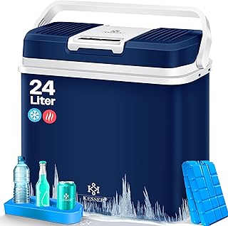 KESSER® Nevera eléctrica portátil 24 litros | ENFRÍA y CALIENTA | Enfriador Termoeléctrica 12V y 230V | Mini Nevera para Auto y Camping | EEK A+++ | Incluye 2 acumuladores de frío