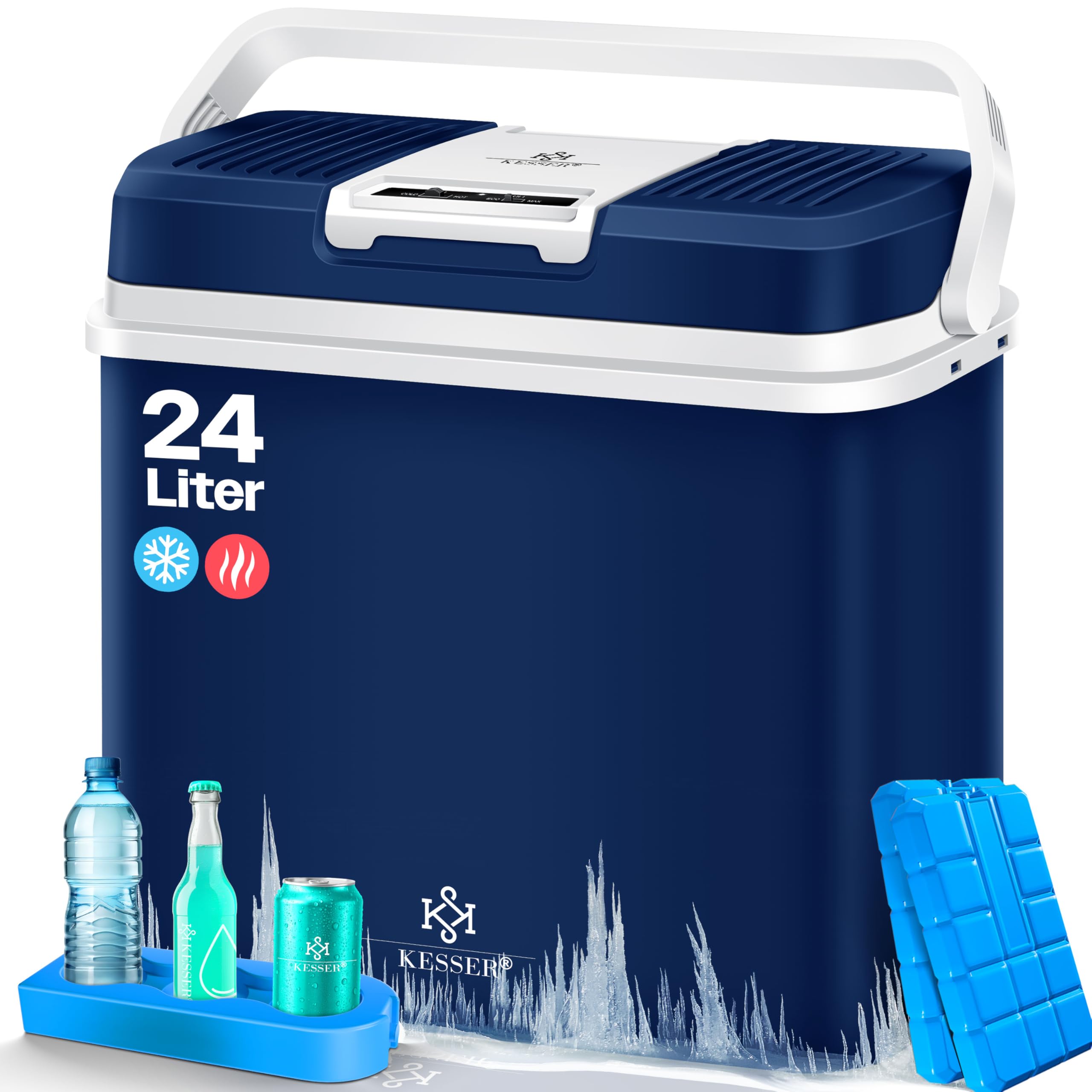 KESSER® 24 Liter Kühlbox | KÜHLT und WÄRMT | Thermo-Elektrische Kühlbox 12 Volt und 230 Volt | Thermobox für Auto, Boot & Camping | Mini-Kühlschrank mit ECO & MAX Modus |