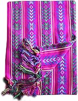Vista 2 de Del Mex Bufanda de camino de mesa mexicana tejida estilo Rebozo (morado eléctrico)