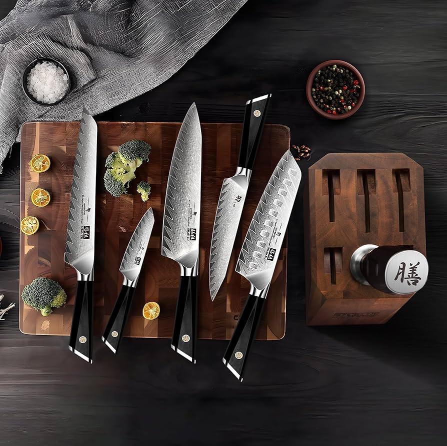 Amazon.com: SHAN ZU Damascus Kitchen Knife Set, 7-Piece