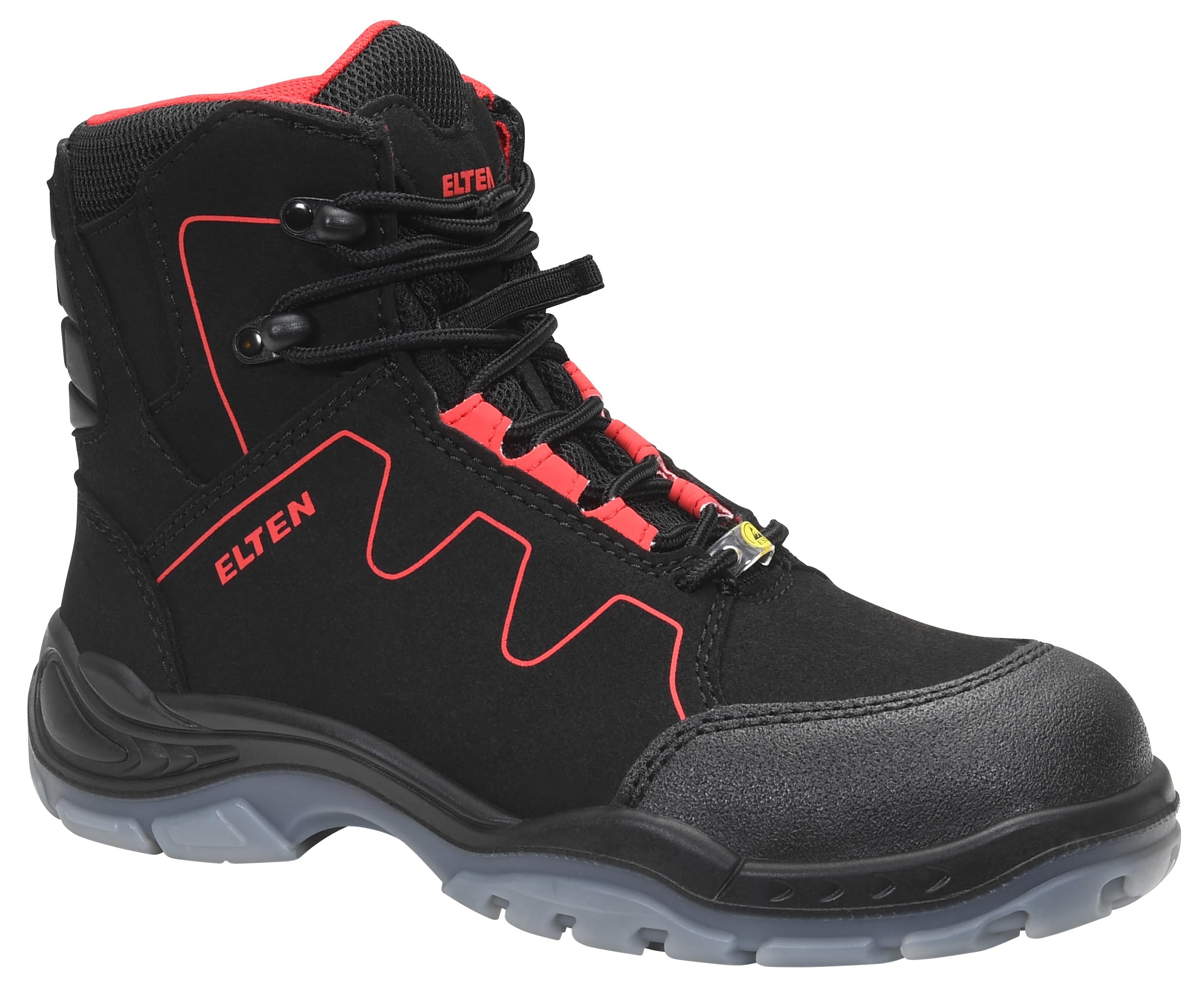 ELTEN GRANT Red XW Mid ESD S2 | Sicherheitsschuhe für Damen & Herren, Stahlkappe, extra weite Passform, leicht, atmungsaktiv